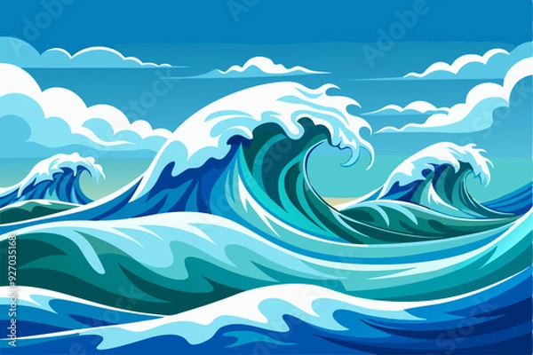 Obraz Abstract Illustration of Large Ocean Waves