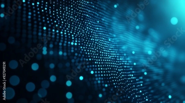 Fototapeta A smooth blue gradient background filled with glowing particles creating depth