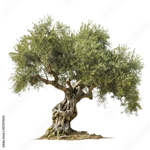 Obraz Ancient Olive Tree with Twisted Trunk. isolated translucent
