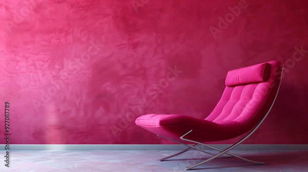 Fototapeta Dark pink fuchsia modern minimalistic interior background wall mockup 3d render