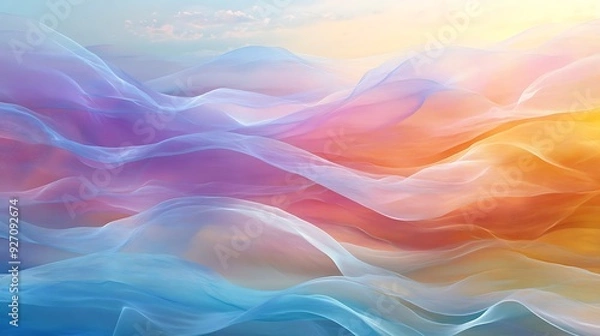 Obraz Ethereal Waves of Pastel Colors Forming a Tranquil Abstract Pattern
