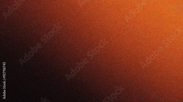 Fototapeta Grainy gradient background orange brown abstract glowing color wave black dark backdrop noise texture banner poster header design