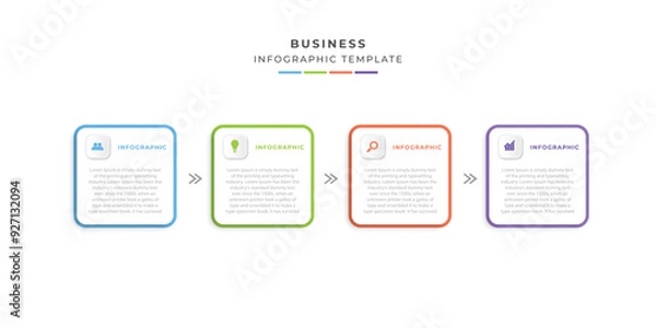 Obraz Business Infographic Template Presentation 4 Options and Icons