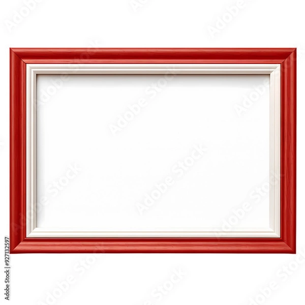 Fototapeta A red and white picture frame with a blank white space for your image or text.