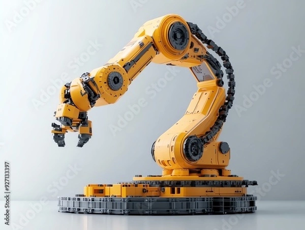 Fototapeta 3D model of an industrial robot with multifunctional capabilities, designed for flexible production lines Innovative Machinery, Multifunctional robot