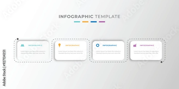 Fototapeta  Business Infographics template. Timeline with 4 steps, options and marketing icons