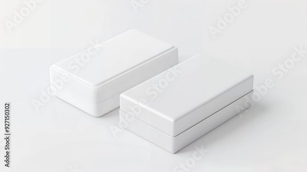 Fototapeta White box . Mock up white cardboard package box. White realistic box mockup for packaging. Blank white product packaging boxes isolated on white background.
