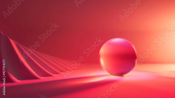 Obraz a red egg sitting on a pink surface with a gradient background.