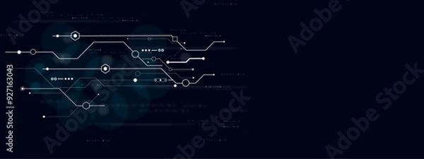 Obraz Vectors Digital technology and science background Quantum computer technologies concepts, large data processing. Futuristic blue circuit board background