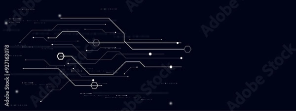 Fototapeta Vectors Futuristic blue circuit board background. Digital technology and science background Quantum computer technologies concepts