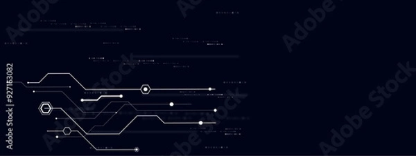 Obraz Vectors Futuristic blue circuit board background. Digital technology and science background Quantum computer technologies concepts