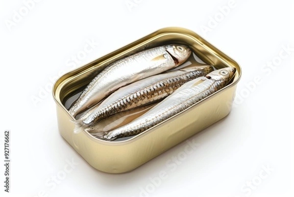 Fototapeta ai generative open sardine can white background