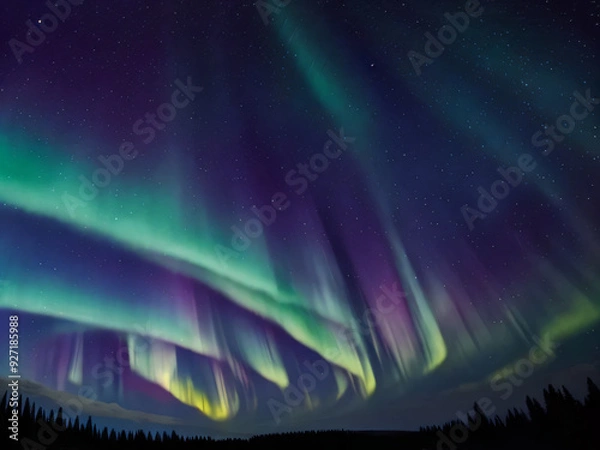 Obraz 夜にオーロラが出ている幻想的な風景
