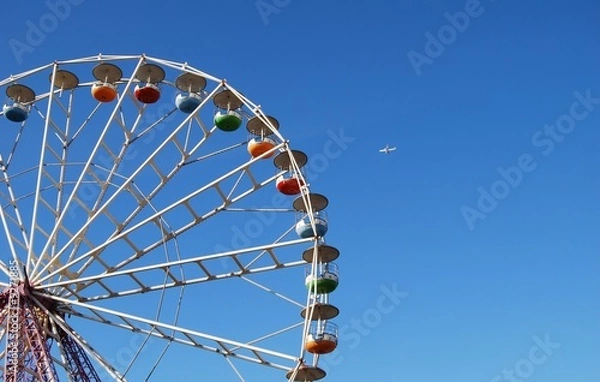 Obraz Ferris wheel on background blue sky