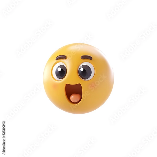 Fototapeta 3d happy emoji icon. Realistic 3d high quality isolated render