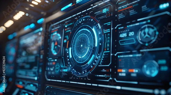 Fototapeta Futuristic Technology Interface 3D Illustration