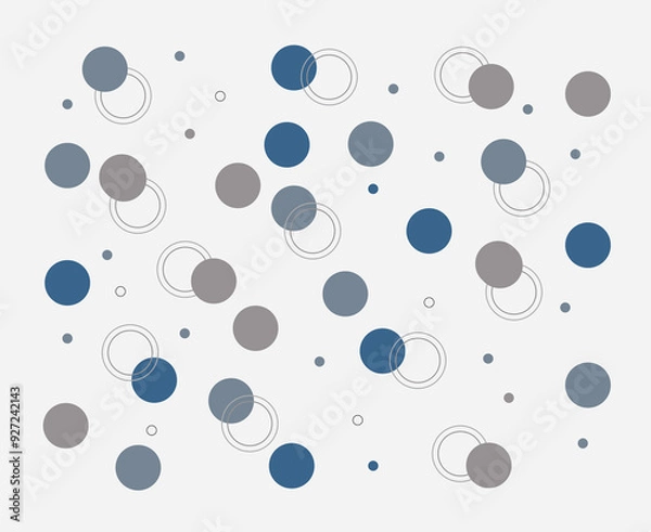 Fototapeta Minimalistic seamless wallpaper with circles in dark 
 blue and dark  grey on a light grey background