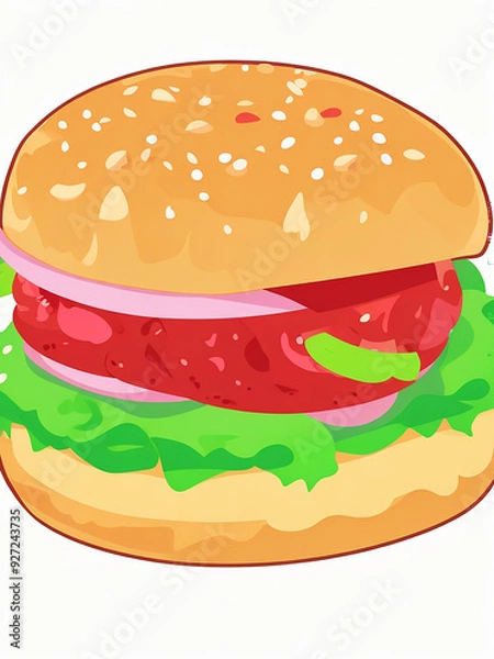 Fototapeta Cartoon burger vector isolated illustration