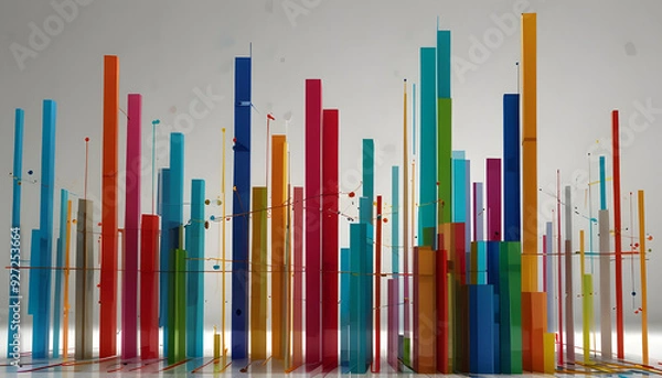 Obraz Colorful Abstract Business growth graph Background. Generative AI
