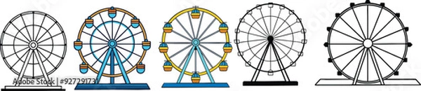 Obraz Ferris wheel silhouette vector illustration 