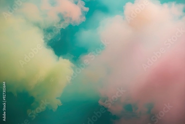Fototapeta Captivating Luminous Haze Gradient Artwork in Chartreuse Teal and Blush Ethereal Canvas
