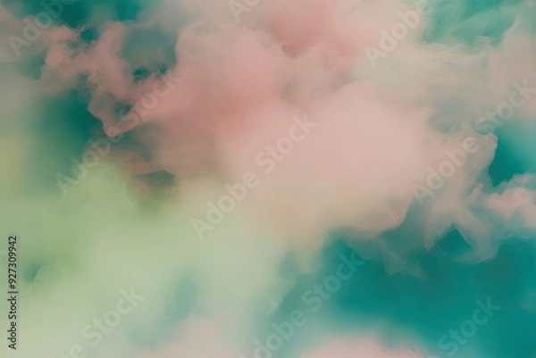 Fototapeta Ethereal Gradient Artwork in Chartreuse Teal and Blush Creating a Luminous Haze Visual