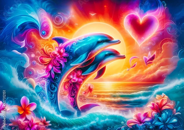 Obraz twin dolphin  art