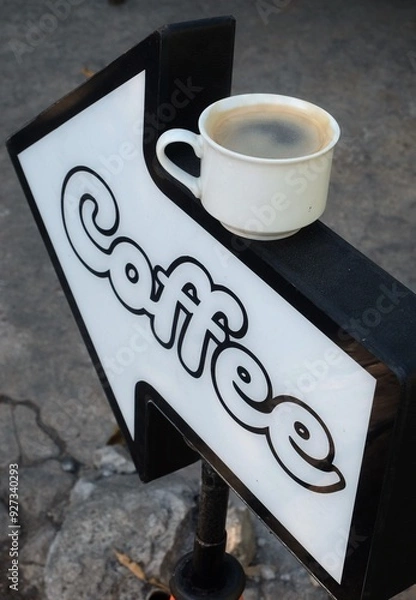 Obraz Coffee street sign for hidden coffee shop in town, salatiga, jawa tengah, indonesia
