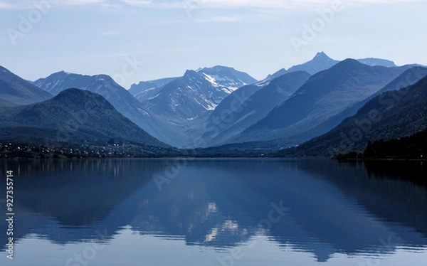 Fototapeta View over the Isfjorden, a fjord in Norway.