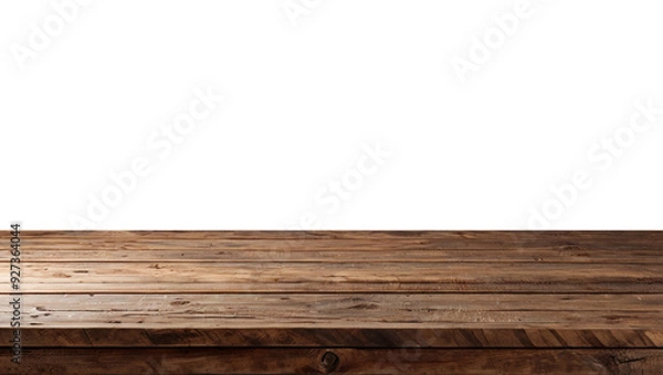 Obraz Empty wooden table top in warm brown tones, perfect for showcasing products or creating a rustic display,transparent background png file.