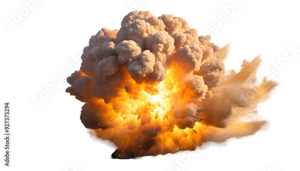 Obraz Big explosion isolated on white background. Generative AI.