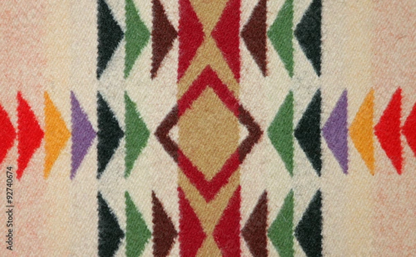 Fototapeta Closeup of Colorful Pattern on an Indian Wool Blanket