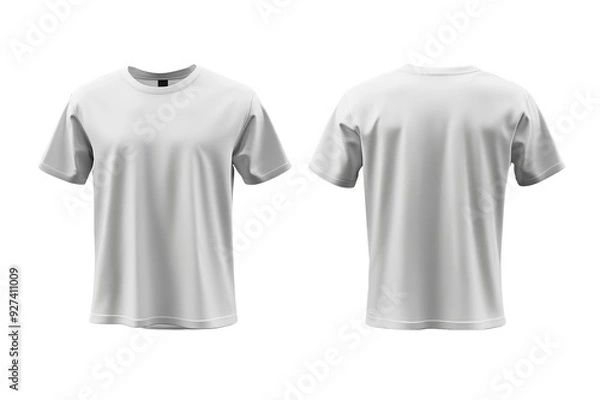Fototapeta Front and Back Realistic Mockup for Plain White T-Shirts