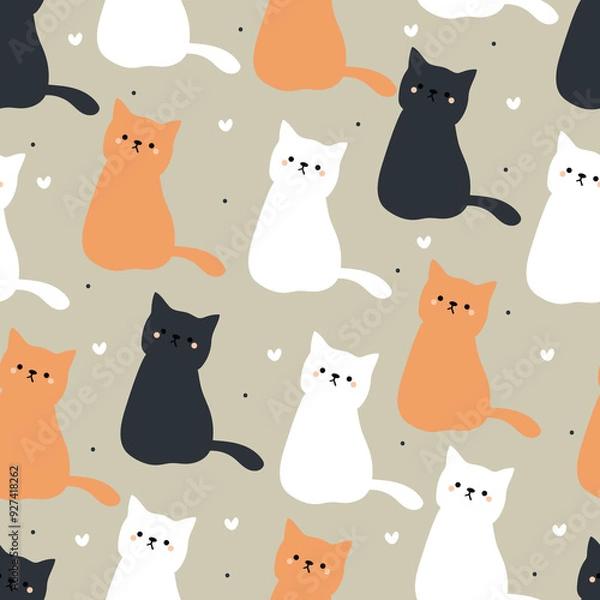 Fototapeta seamless pattern with cats