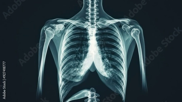 Obraz X-ray Image of Human Ribcage and Spine