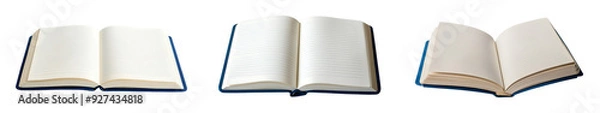 Fototapeta open notebook with perfectly lined pages set against a white or transparent background