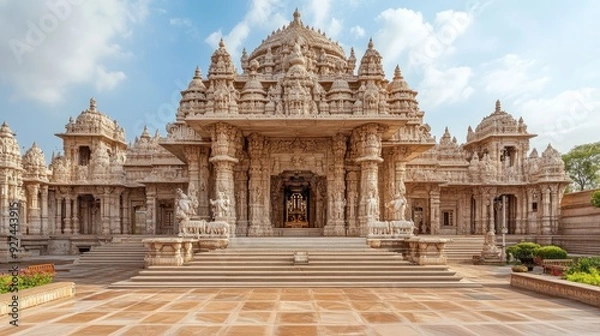 Fototapeta Traditional Indian design of the Swaminarayan Akshardham Temple with its intricate carvings and peaceful ambiance