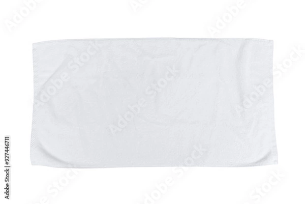 Fototapeta White cotton towel mock up fabric rectangular size wiper png isolated on transparent background flat lay top view for hand towel and face cloths mockup template