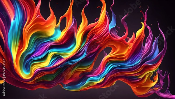 Obraz Rainbow Flames Dance Colorful background 3d wallpaper