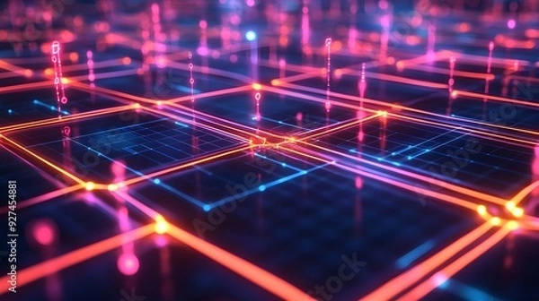 Fototapeta Abstract Neon Lights Technology Background