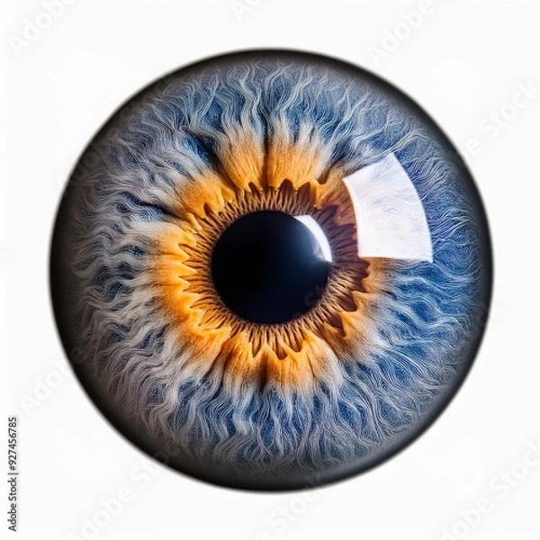 Obraz Realistic human eyeball. The retina is the foreground. Vector illustration.