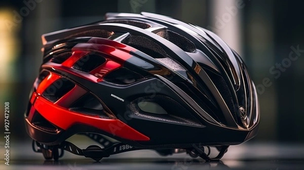 Fototapeta A photo of a cycling helmet