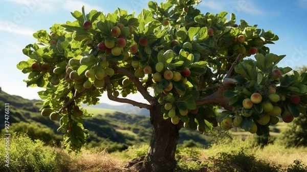 Fototapeta A photo of a fig tree with figs