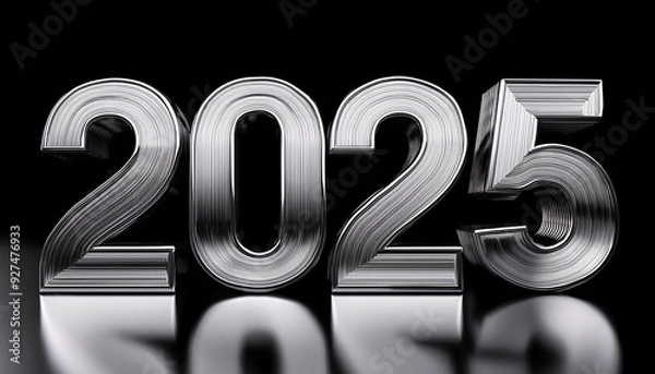 Obraz 西暦。2025。金属のオブジェ。重厚で重い鉄鋼や樹脂が立体的に自立し、厚みのある金属感を放つ。鉄の輝き。磨かれたメタル。メッキ。硬い。削りや研磨を経て美しい。混沌とした時代。今後の行く末。未来はどうなる。