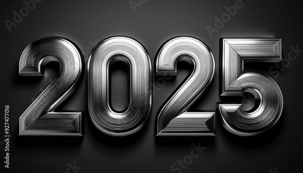 Obraz 西暦。2025。金属のオブジェ。重厚で重い鉄鋼や樹脂が立体的に自立し、厚みのある金属感を放つ。鉄の輝き。磨かれたメタル。メッキ。硬い。削りや研磨を経て美しい。混沌とした時代。今後の行く末。未来はどうなる。