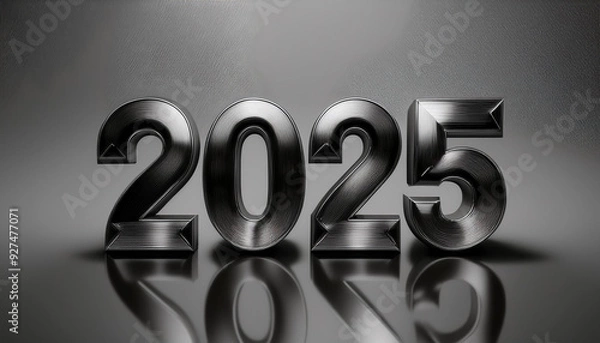 Obraz 西暦。2025。金属のオブジェ。重厚で重い鉄鋼や樹脂が立体的に自立し、厚みのある金属感を放つ。鉄の輝き。磨かれたメタル。メッキ。硬い。削りや研磨を経て美しい。混沌とした時代。今後の行く末。未来はどうなる。