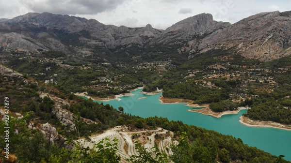 Fototapeta panorama of the lake at Guadalest Castle