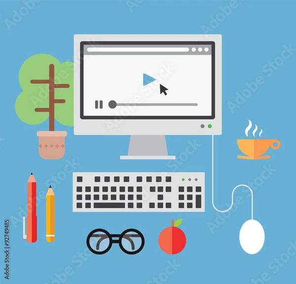 Obraz Desktop computer and objects