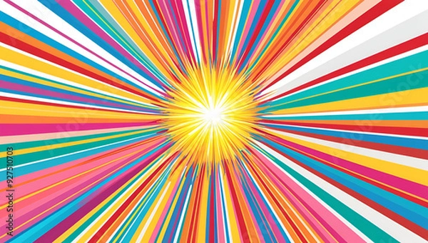 Fototapeta abstract rainbow vibrant Burst Background with Radial Lines