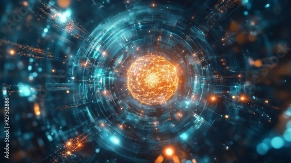 Fototapeta AI: Where Human Intelligence Meets Technology, Visualized as a Fractal Symphony